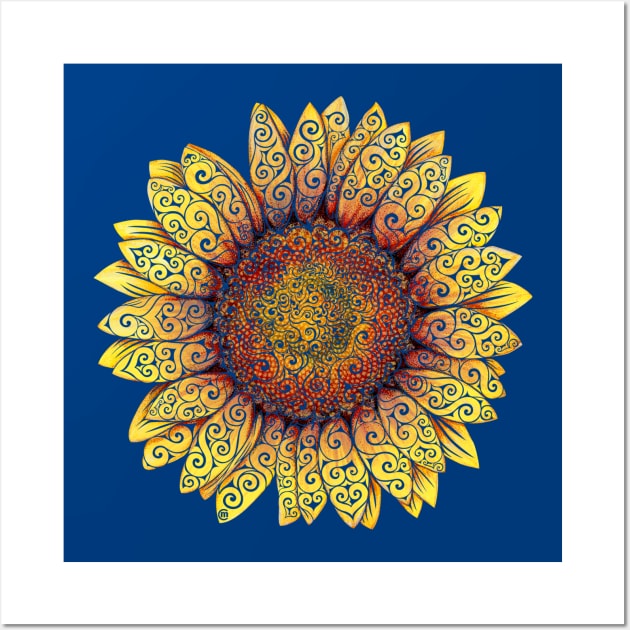 Swirly Sunflower Wall Art by VectorInk